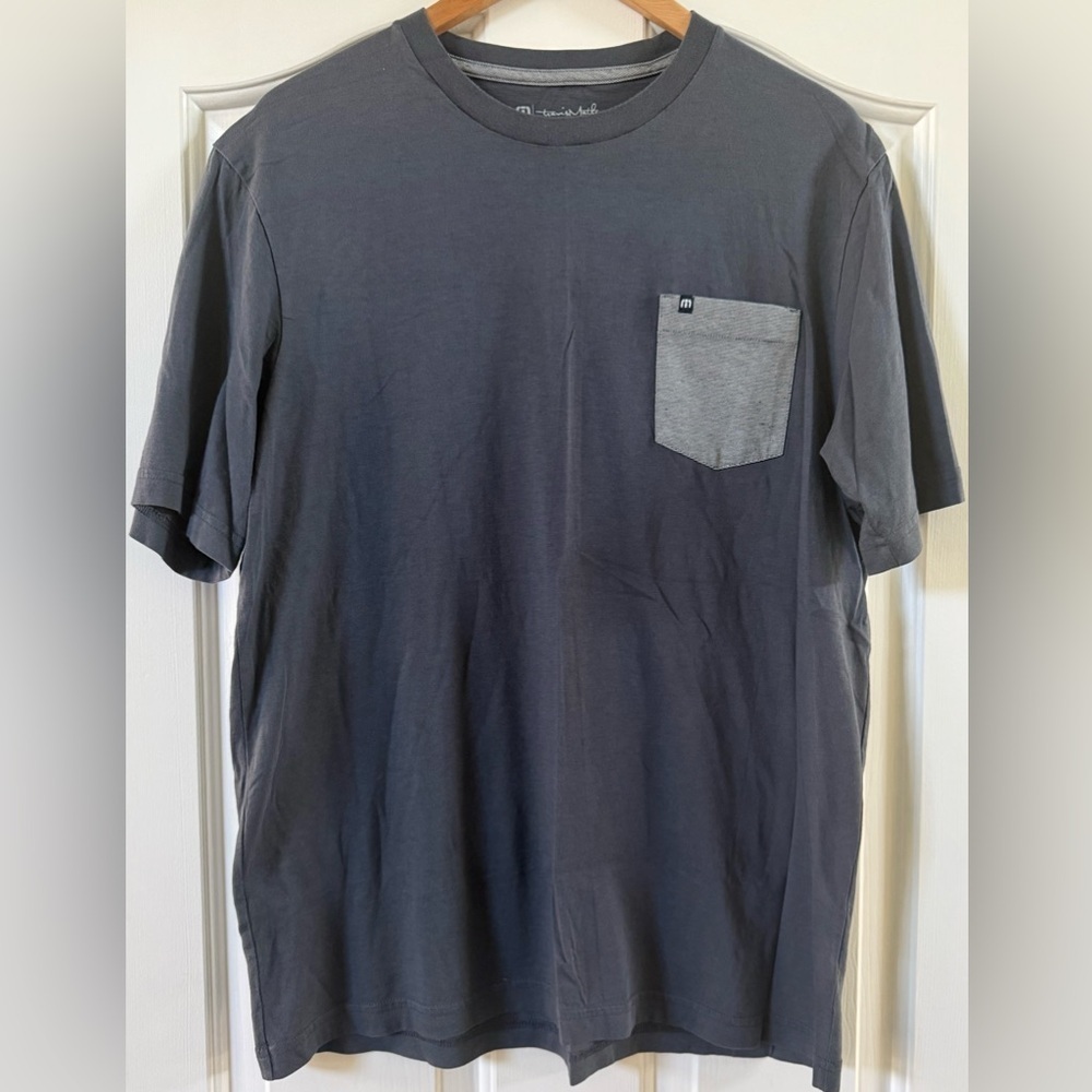 EUC⚡️TravisMathew Peru Cotton Pocket Tee Gray Colorblock Shirt Men’s L